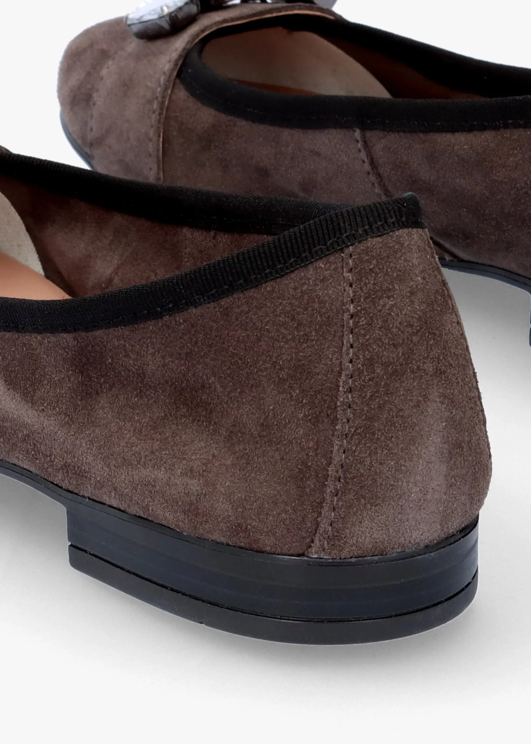 Linky Grey Suede Embellished Ballet Pumps