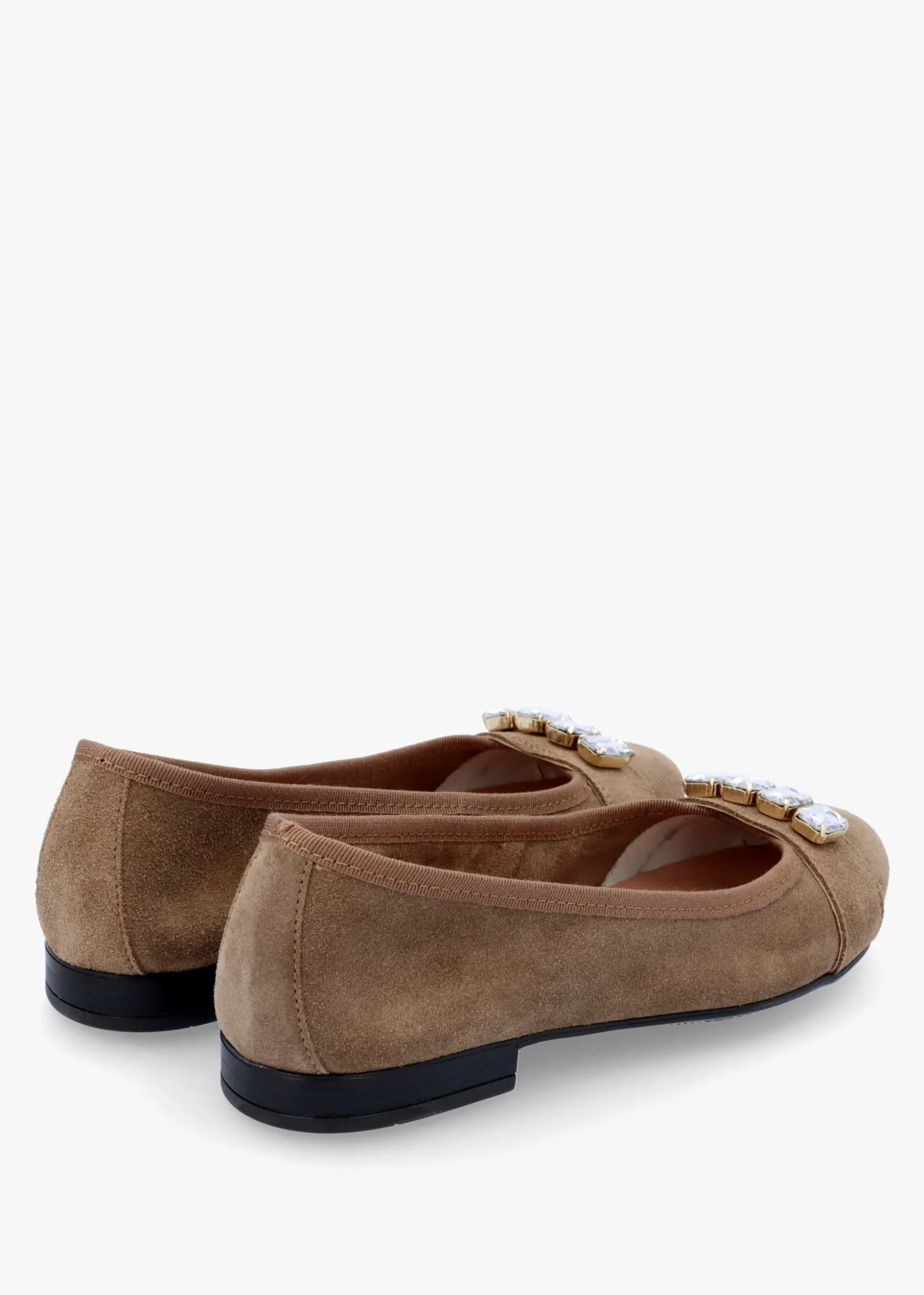 Linky Taupe Suede Embellished Ballet Pumps