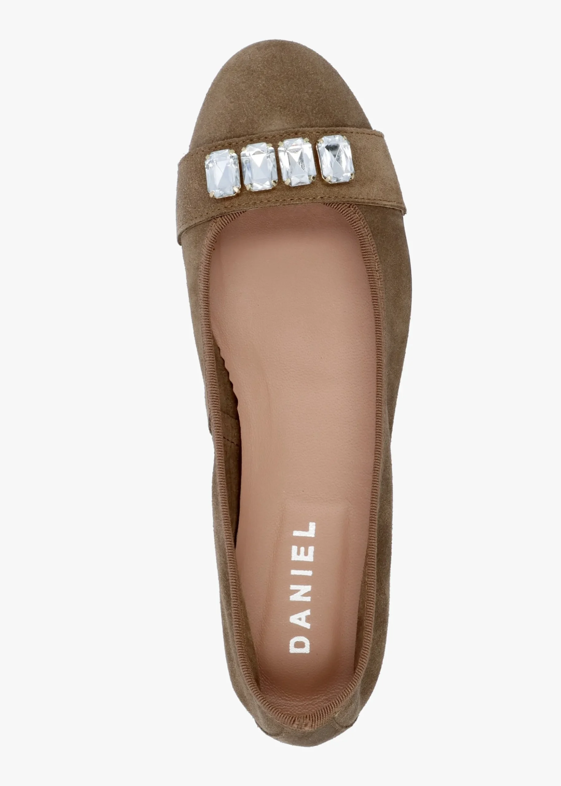 Linky Taupe Suede Embellished Ballet Pumps