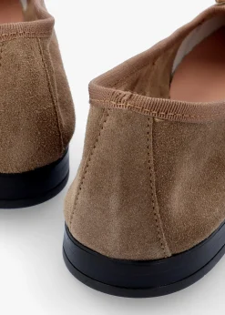 Linky Taupe Suede Embellished Ballet Pumps