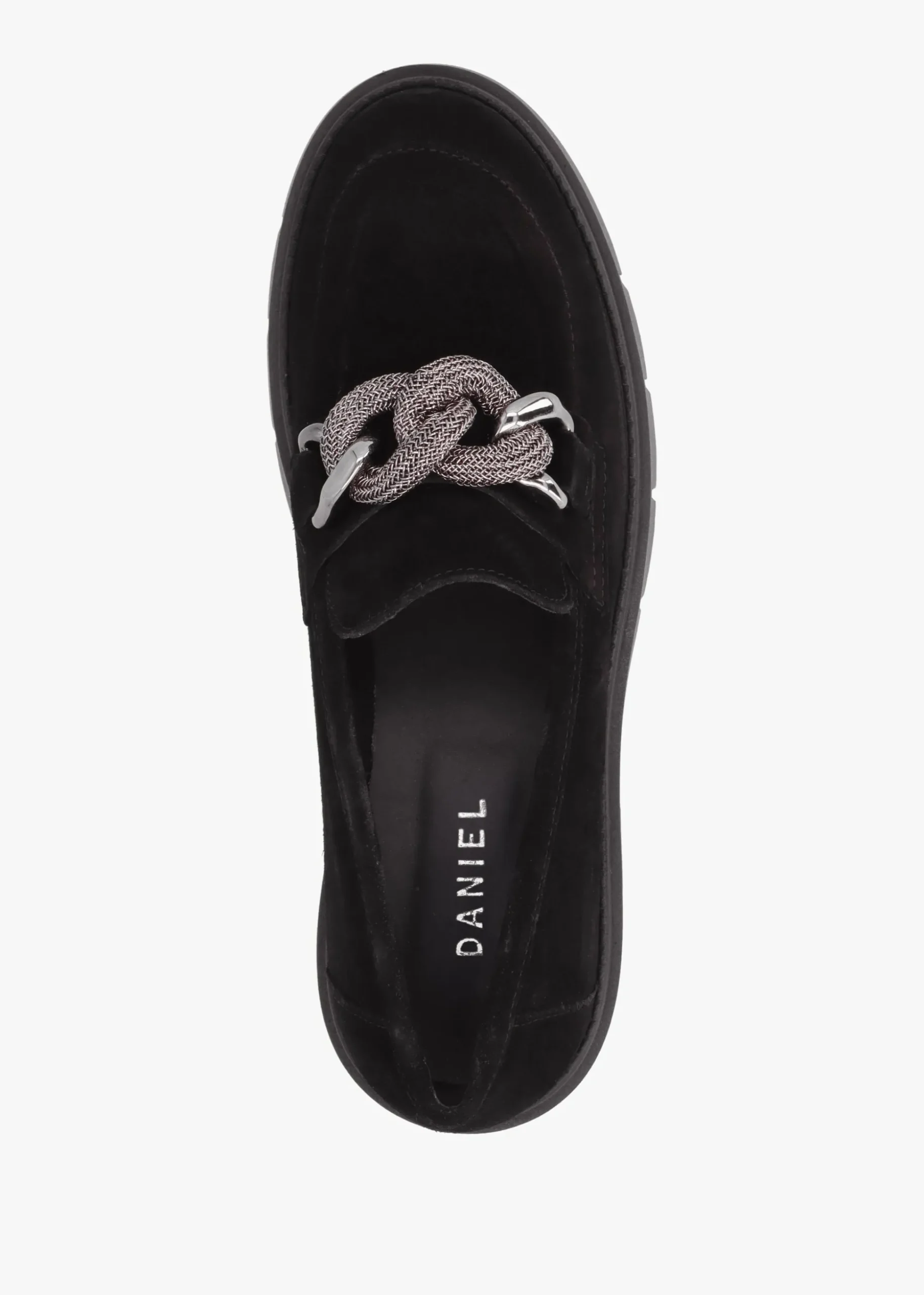 Lisbon Black Suede Link Chain Chunky Loafers