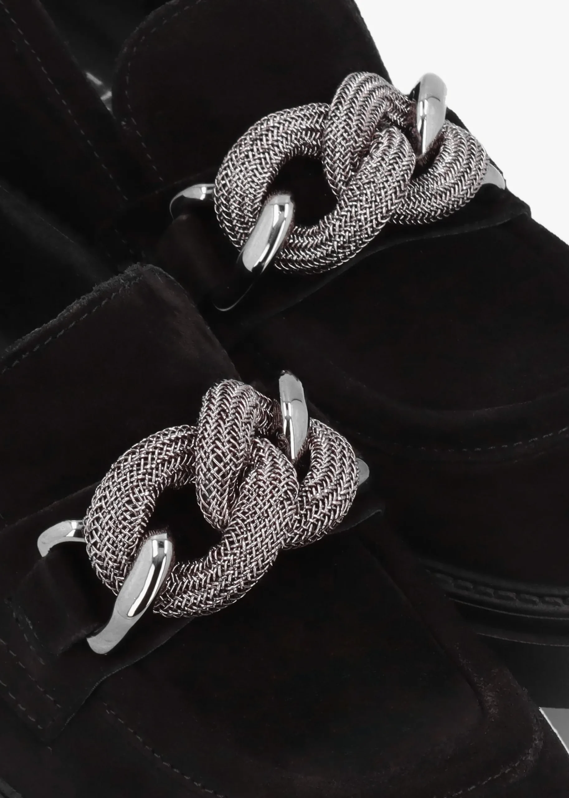 Lisbon Black Suede Link Chain Chunky Loafers