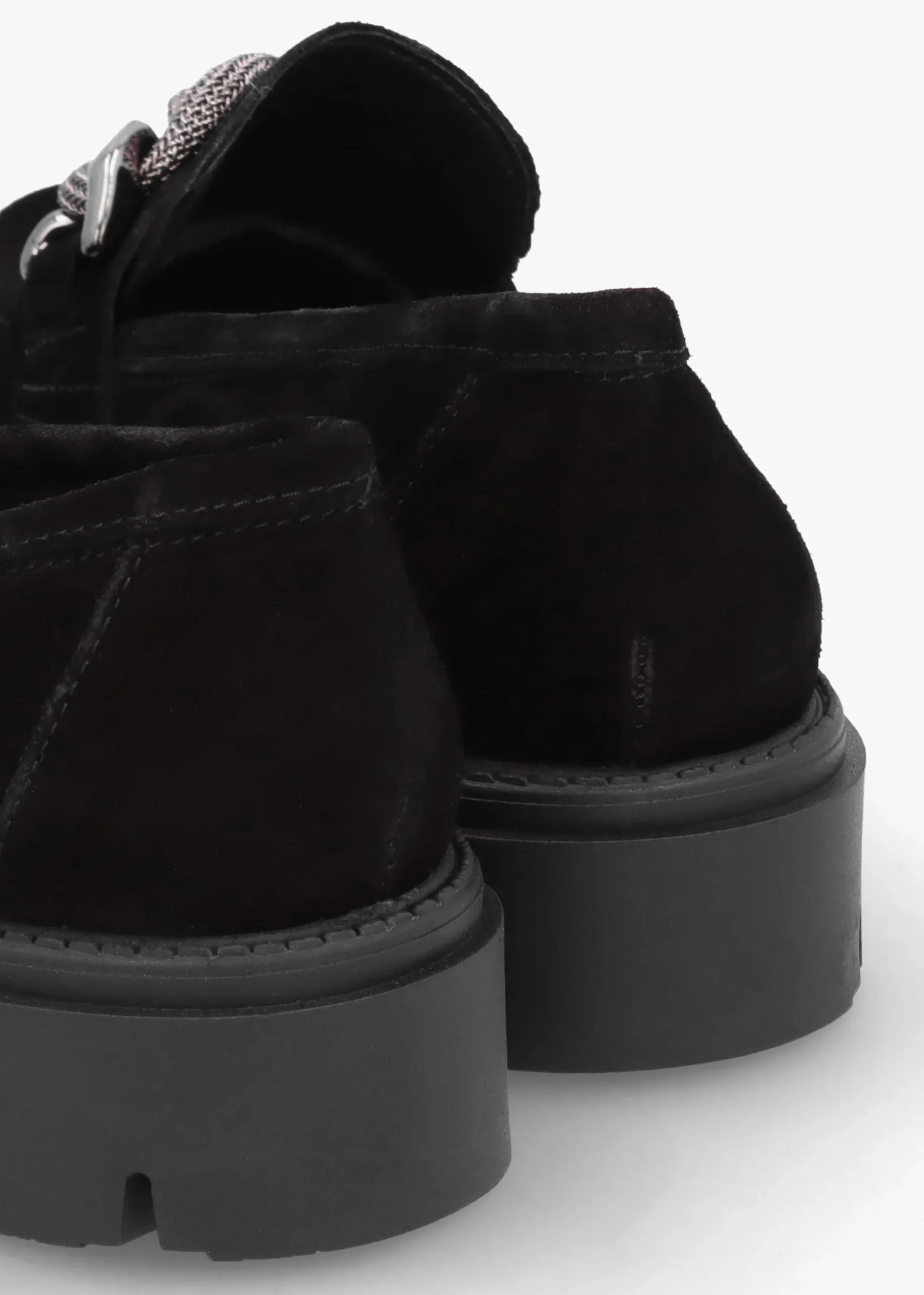 Lisbon Black Suede Link Chain Chunky Loafers