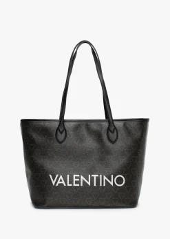 Liuto Black Repeat Logo Tote Bag