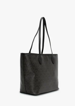 Liuto Black Repeat Logo Tote Bag