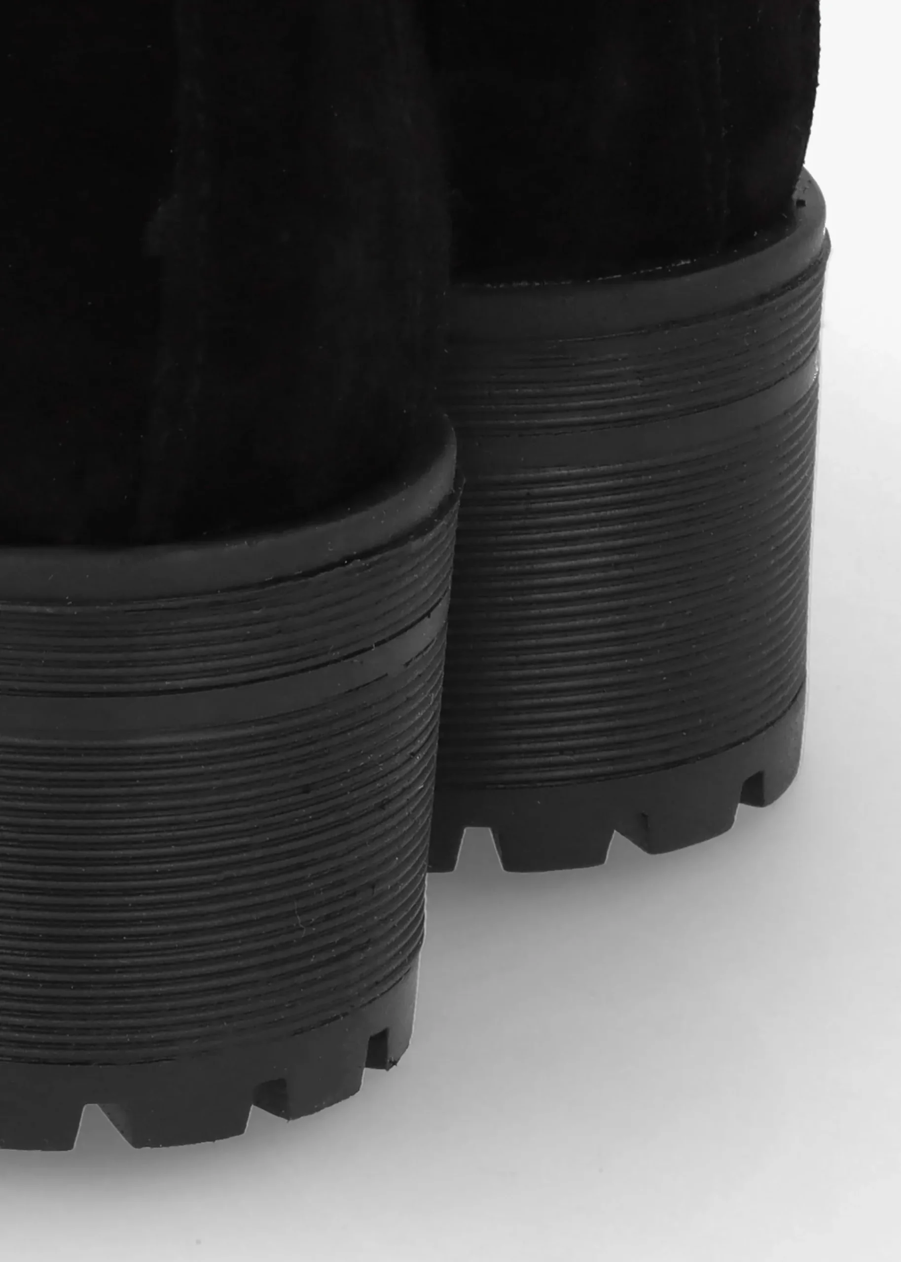 Lockette Black Suede Size Zip Chunky Ankle Boots