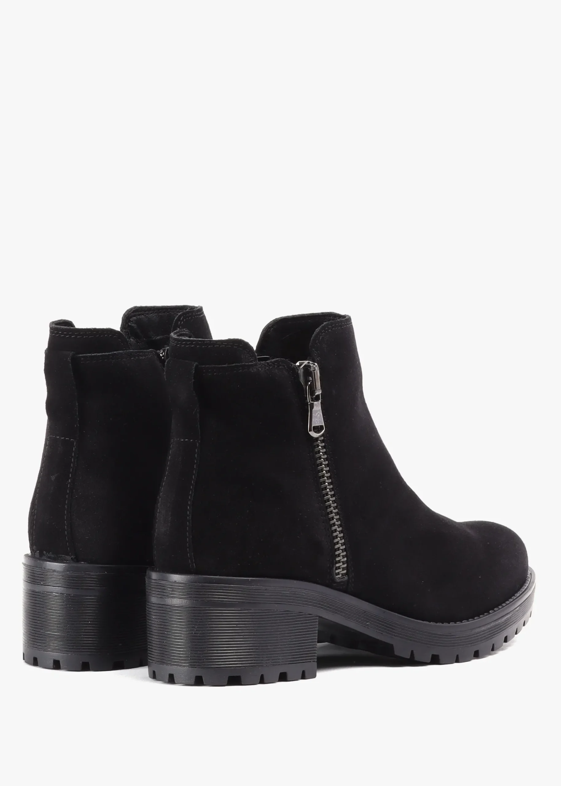 Locky Black Suede Block Heel Ankle Boots