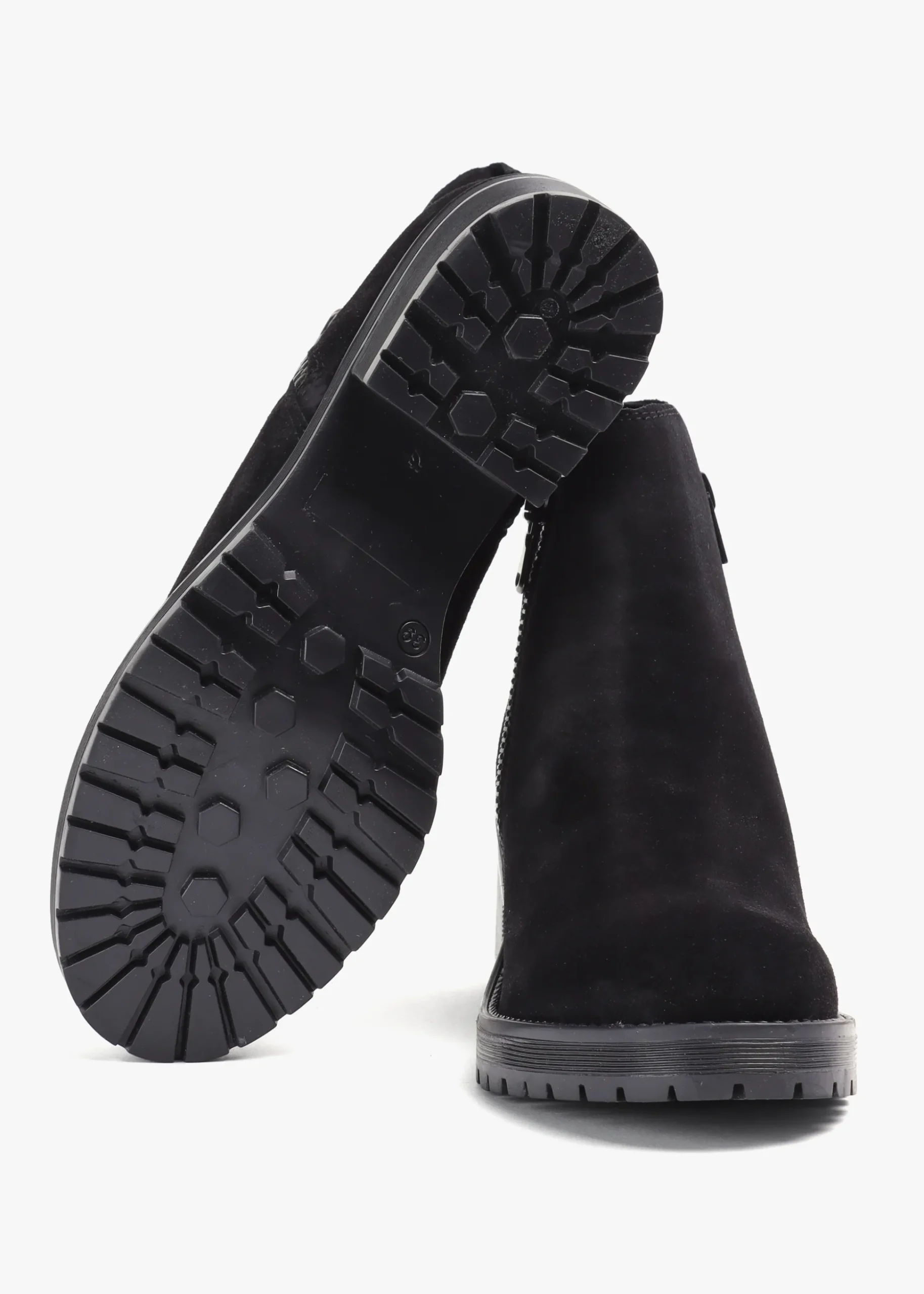 Locky Black Suede Block Heel Ankle Boots