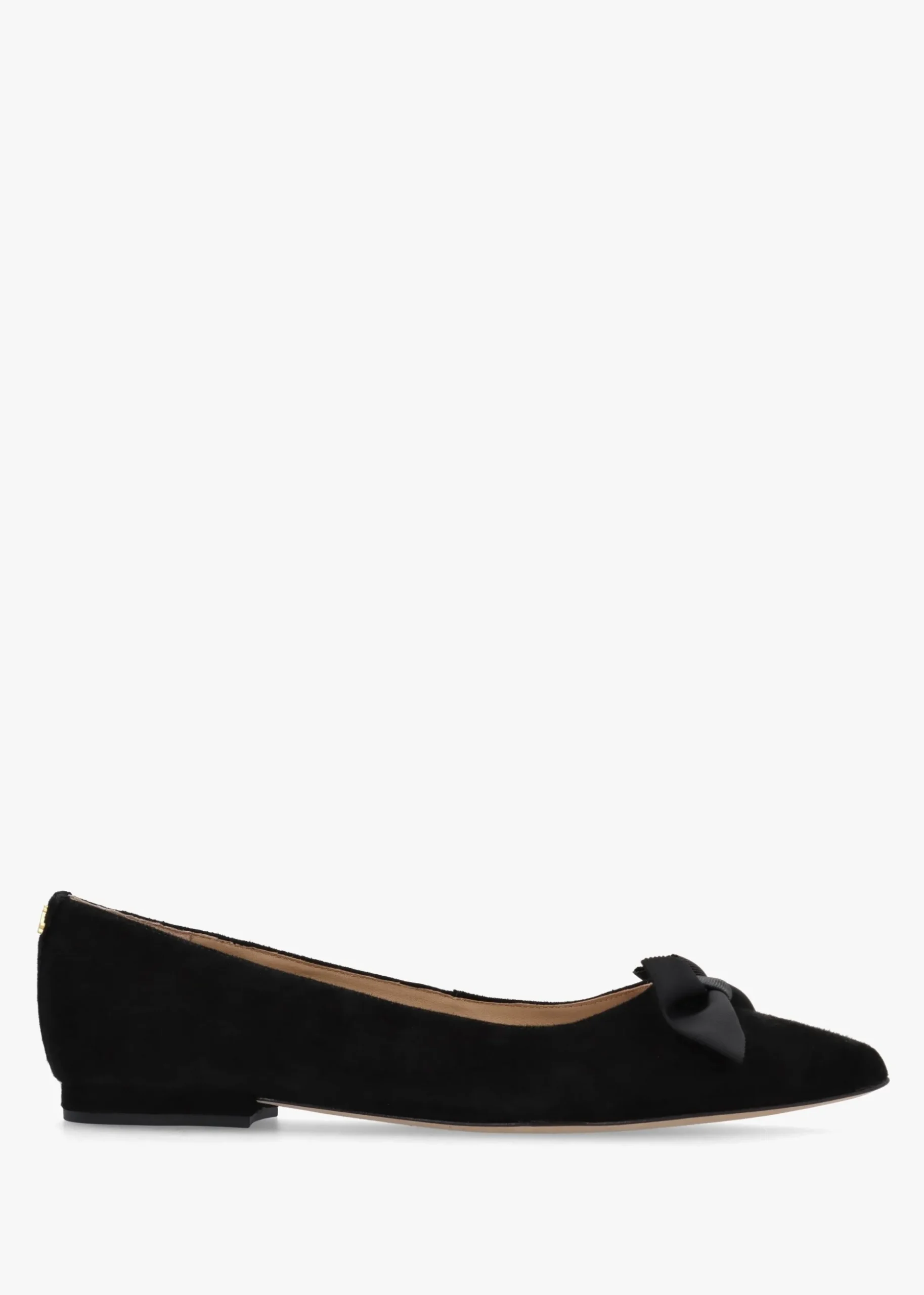 Londyn Bow Black Suede Ballerina Pumps