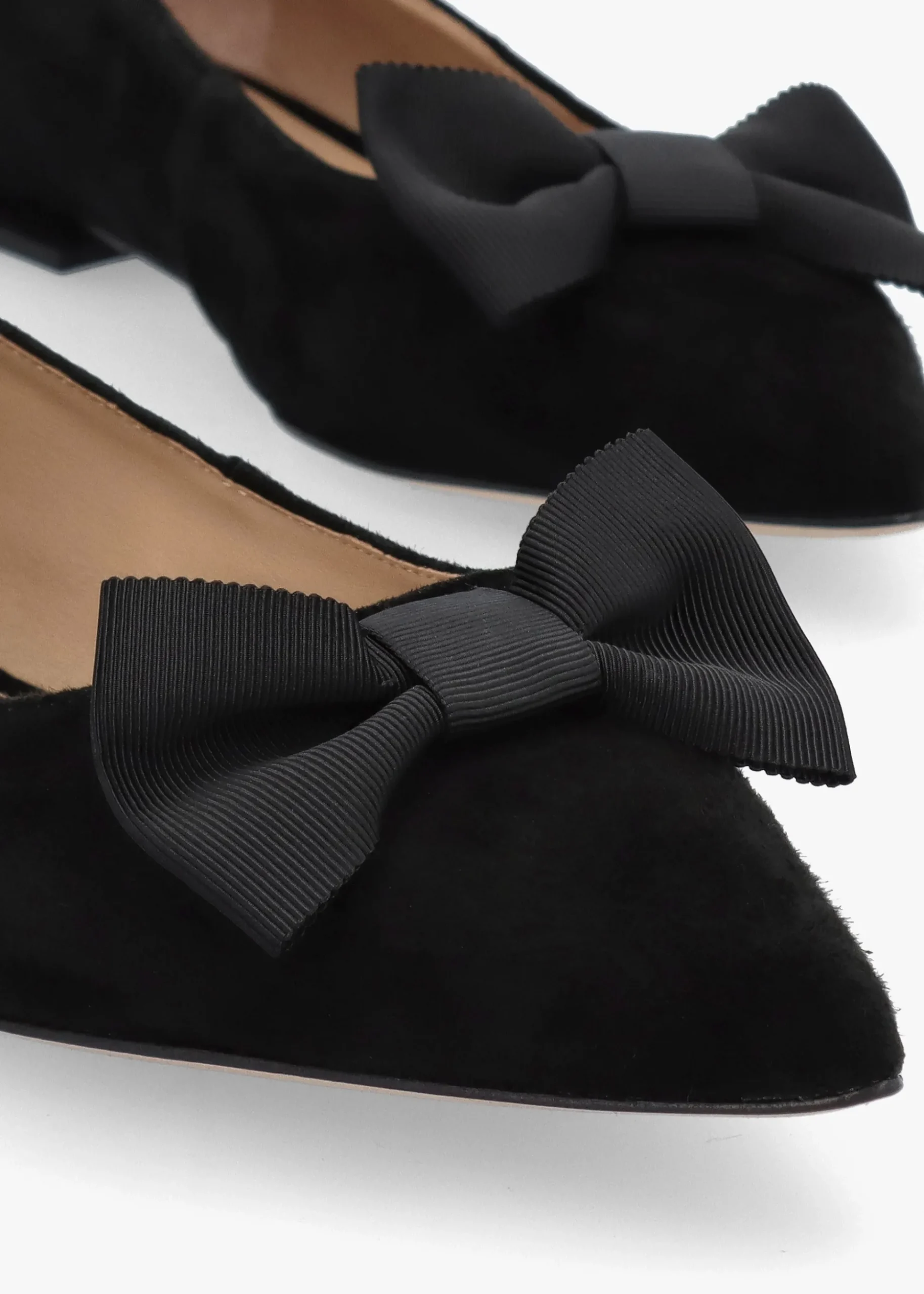 Londyn Bow Black Suede Ballerina Pumps
