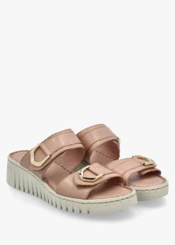 Lorelai Beige Leather Two Bar Mules