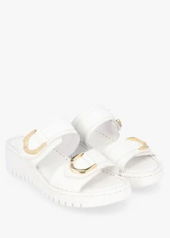 Lorelai White Leather Two Bar Mules