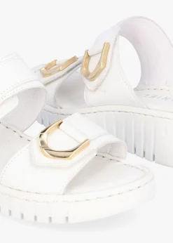 Lorelai White Leather Two Bar Mules