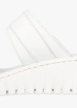 Lorelai White Leather Two Bar Mules