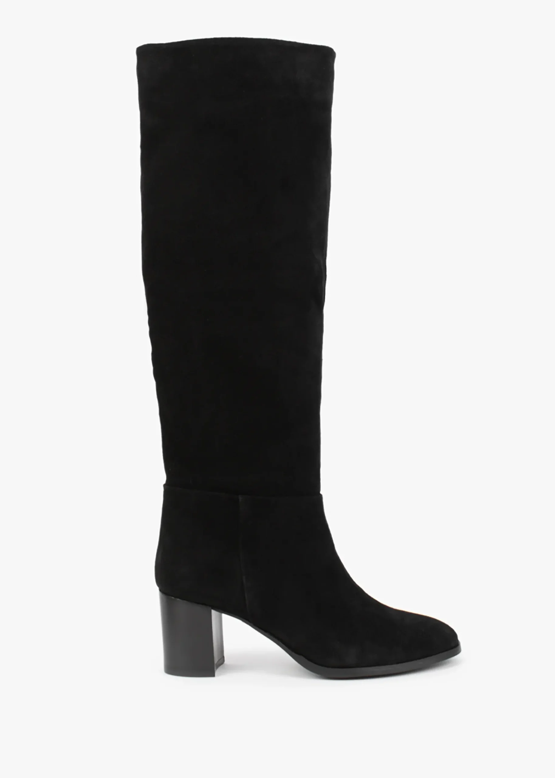 Lowlorna Black Suede Block Heel Knee Boots
