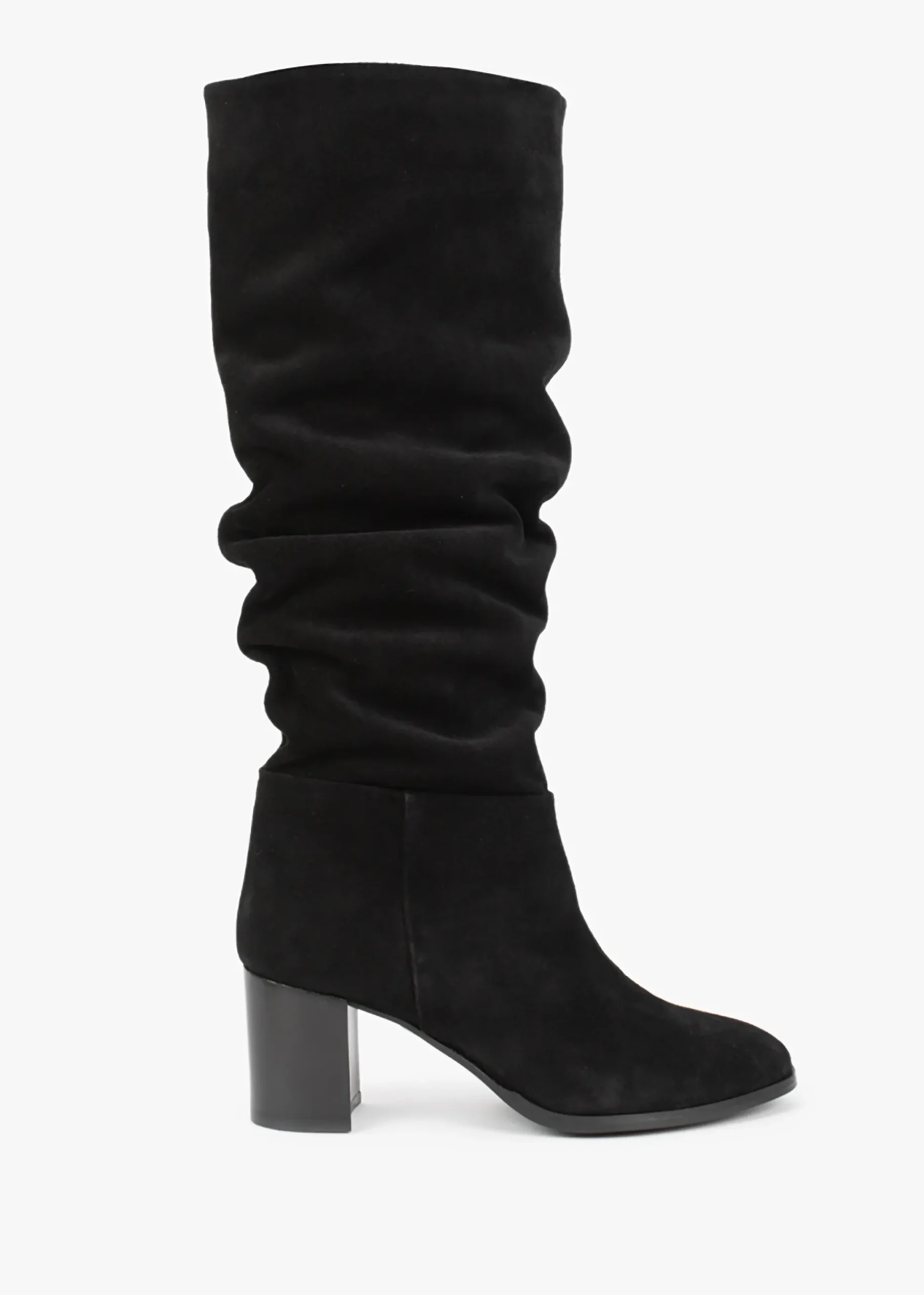 Lowlorna Black Suede Block Heel Knee Boots