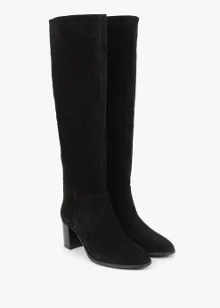 Lowlorna Black Suede Block Heel Knee Boots