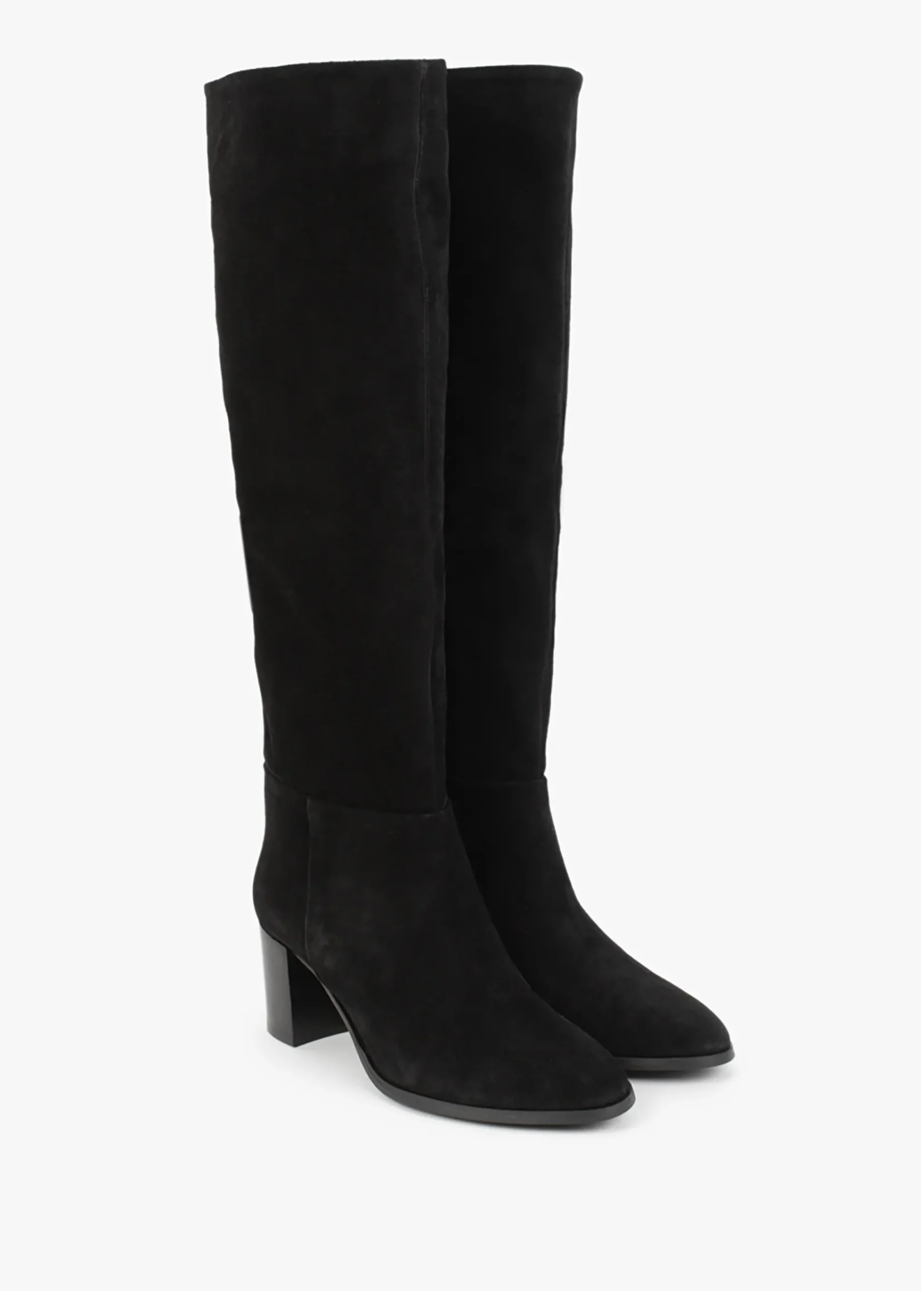 Lowlorna Black Suede Block Heel Knee Boots