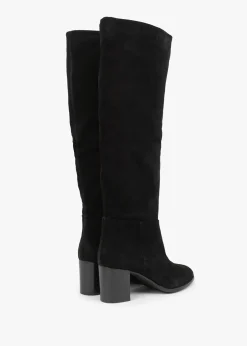 Lowlorna Black Suede Block Heel Knee Boots