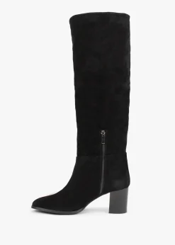 Lowlorna Black Suede Block Heel Knee Boots