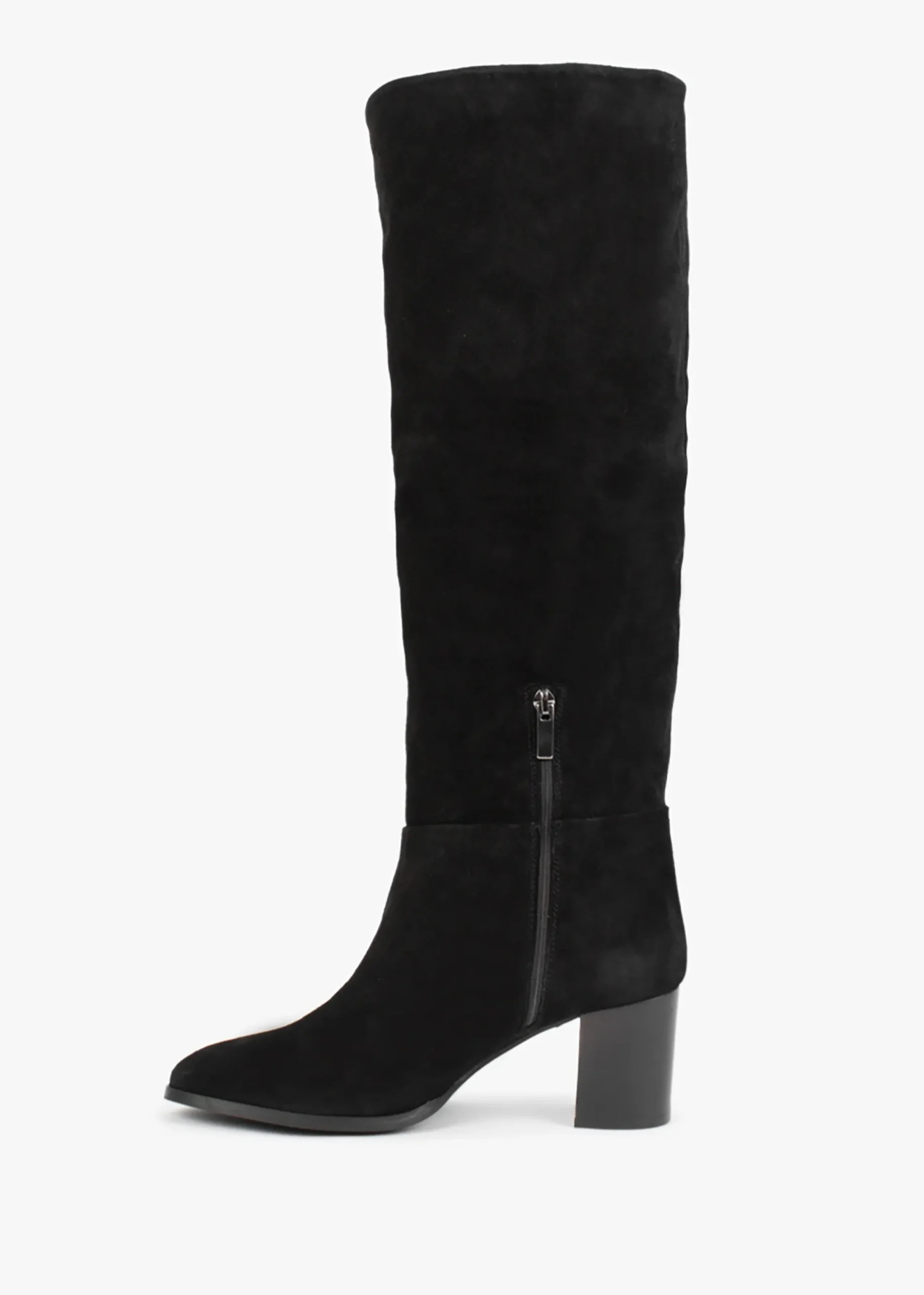 Lowlorna Black Suede Block Heel Knee Boots