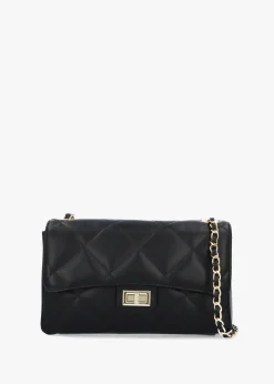 Loxie Quilted Black Leather Shoulder Bag
