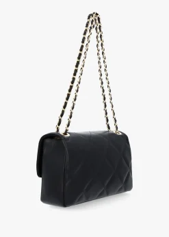 Loxie Quilted Black Leather Shoulder Bag
