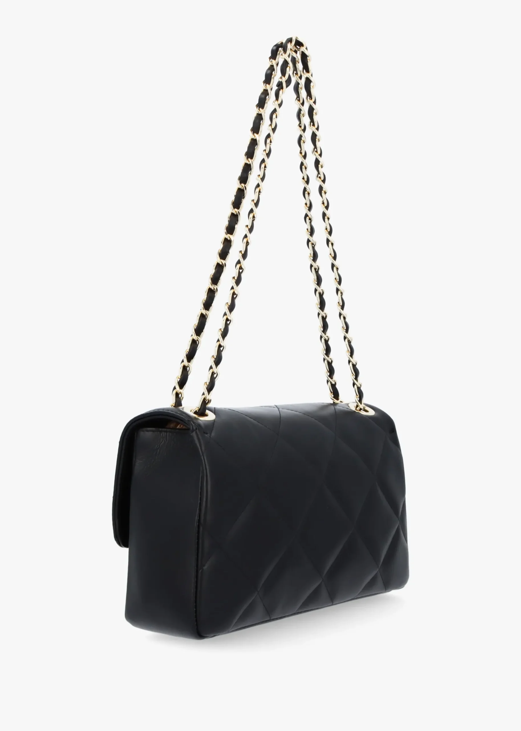 Loxie Quilted Black Leather Shoulder Bag