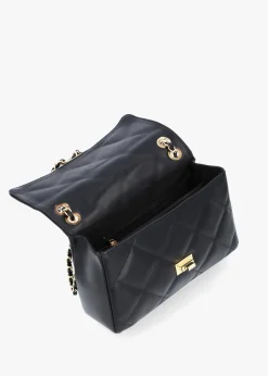 Loxie Quilted Black Leather Shoulder Bag