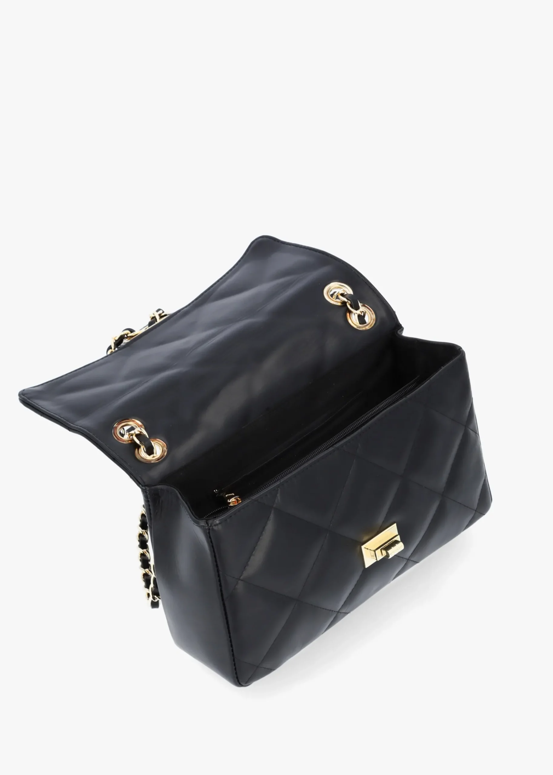 Loxie Quilted Black Leather Shoulder Bag