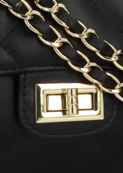Loxie Quilted Black Leather Shoulder Bag