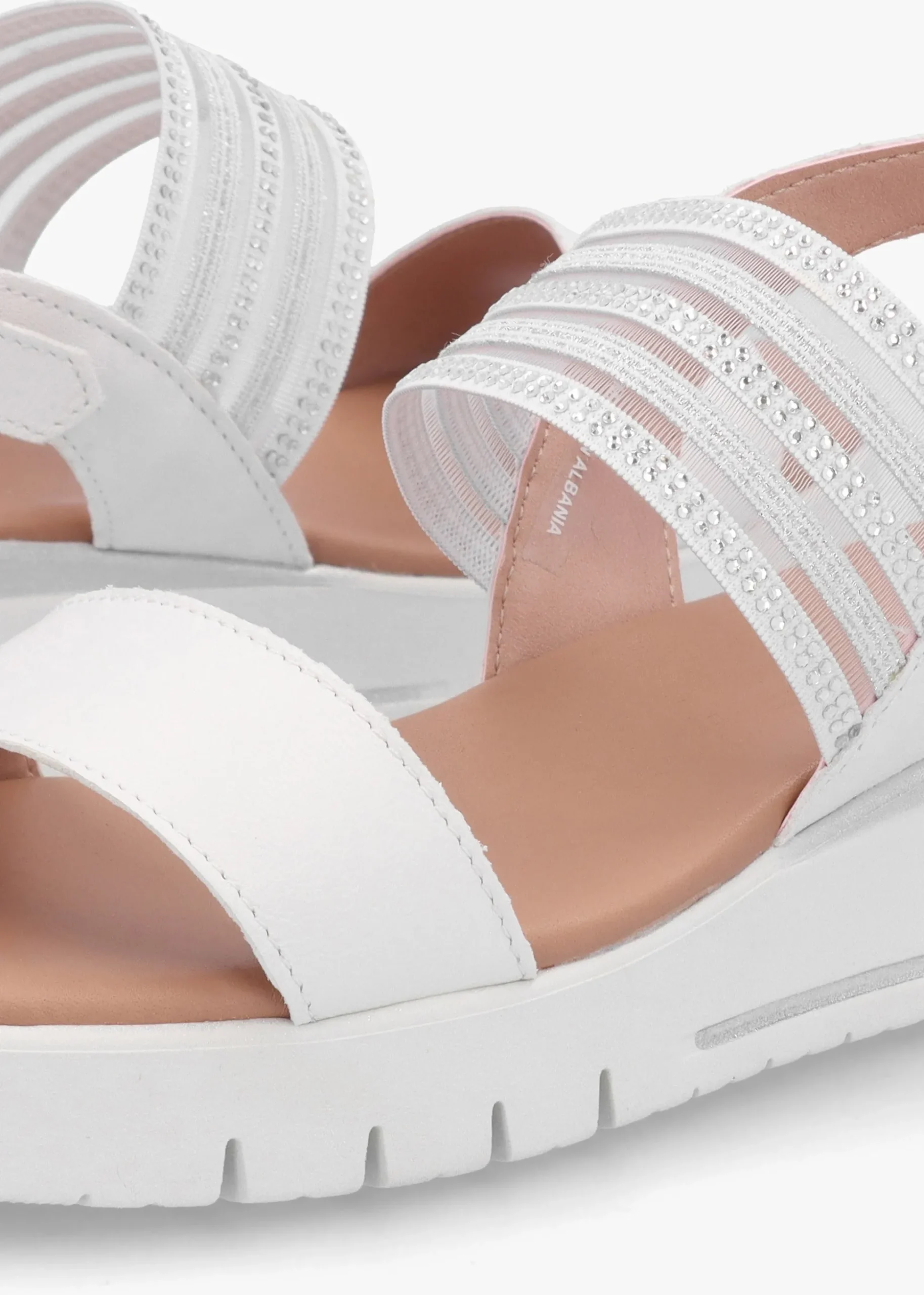 Lozette White Leather Low Wedge Sandals