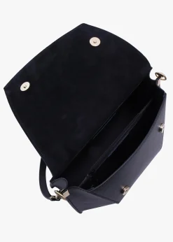 Lucia Black Leather Cross-Body Bag