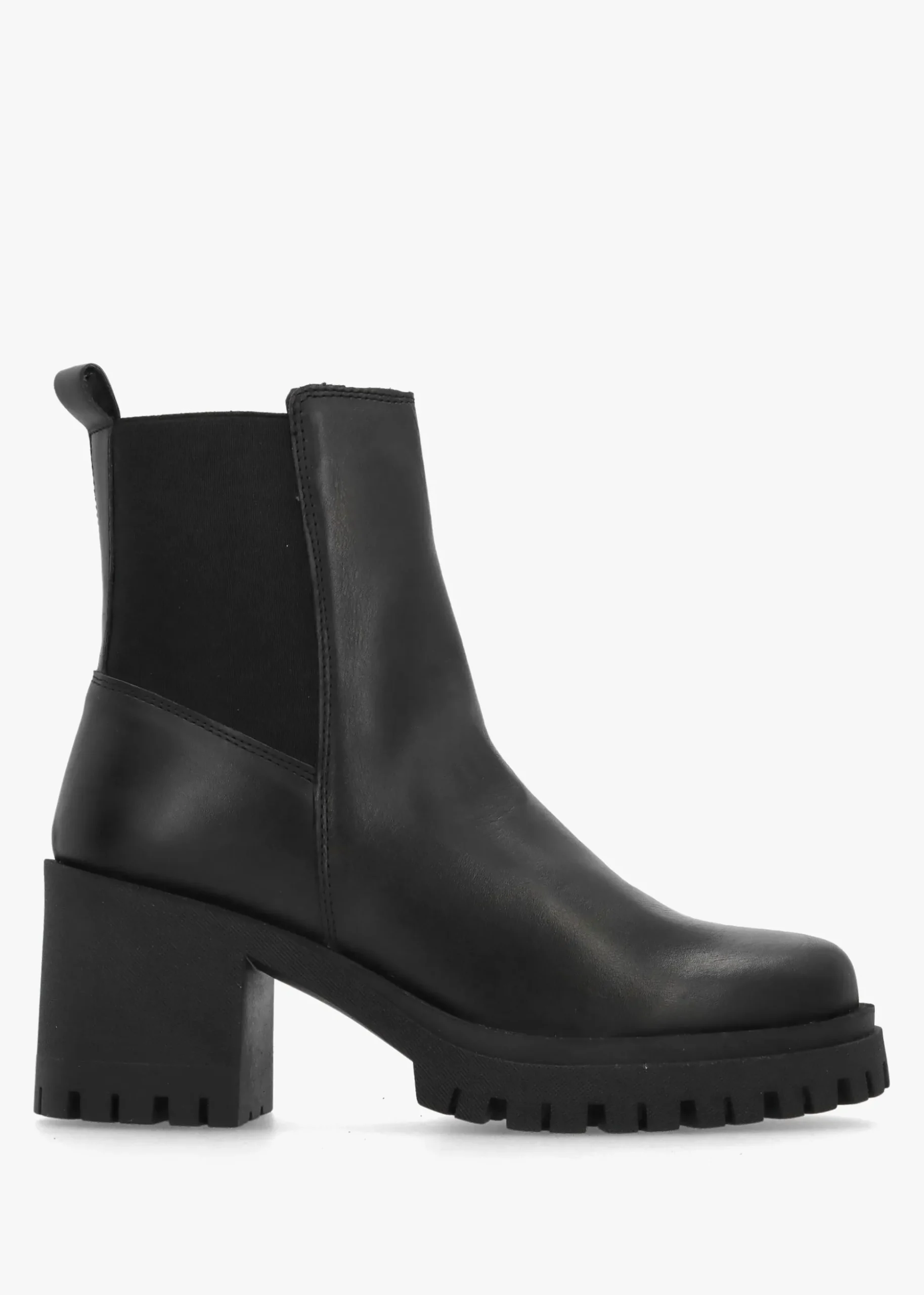 Luxor Black Leather Block Heel Chelsea Boots
