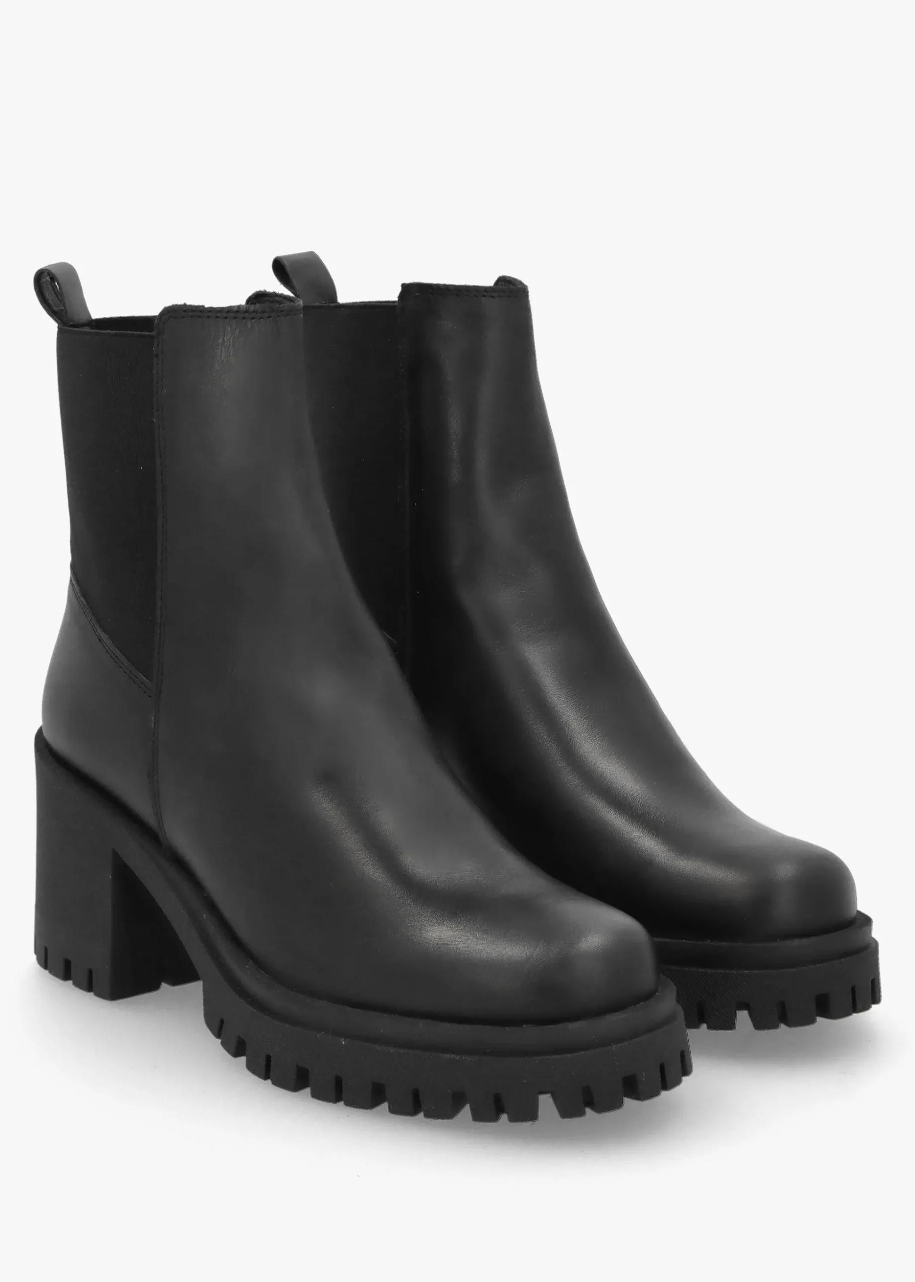 Luxor Black Leather Block Heel Chelsea Boots