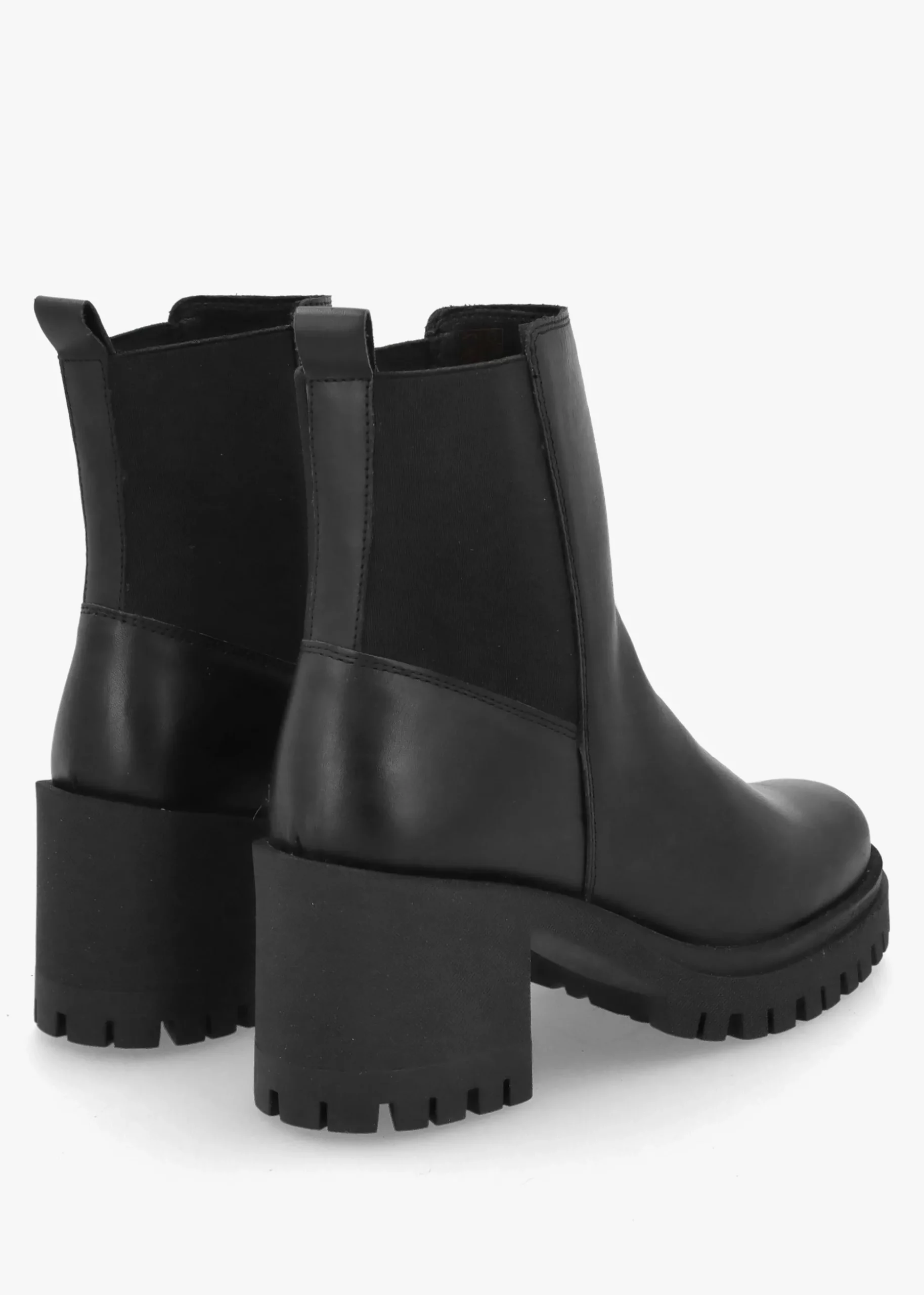 Luxor Black Leather Block Heel Chelsea Boots