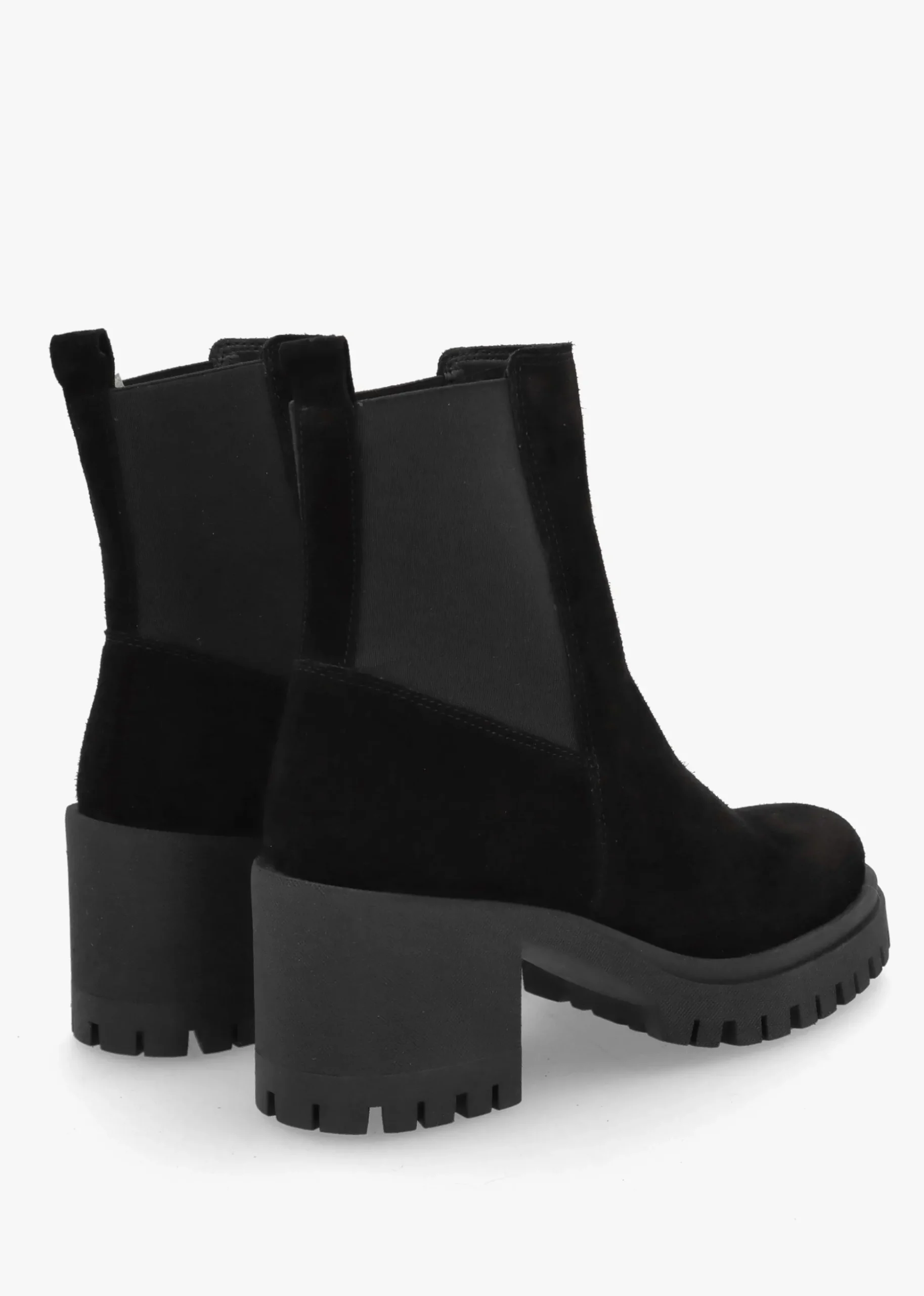 Luxor Black Suede Block Heel Chelsea Boots