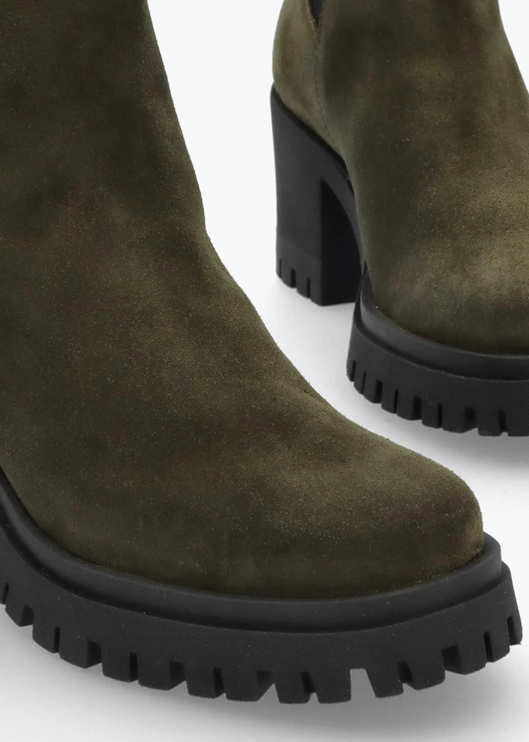 Luxor Green Suede Block Heel Chelsea Boots