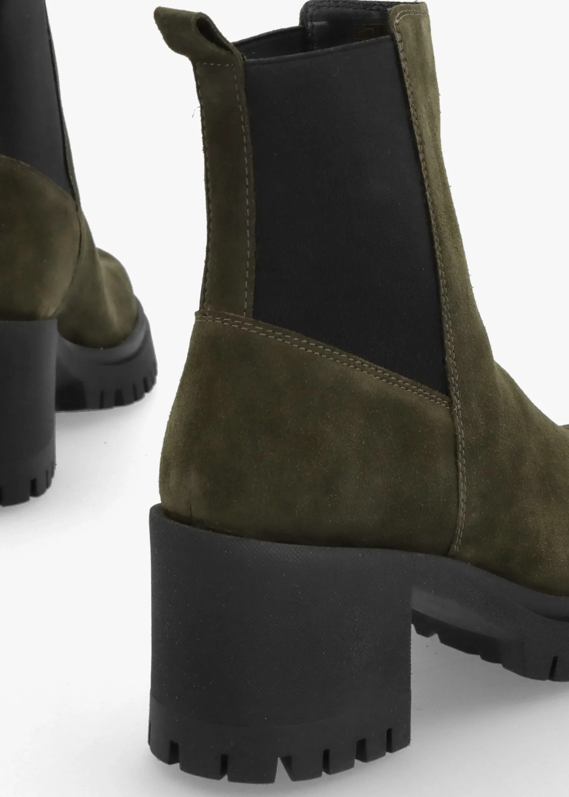 Luxor Green Suede Block Heel Chelsea Boots