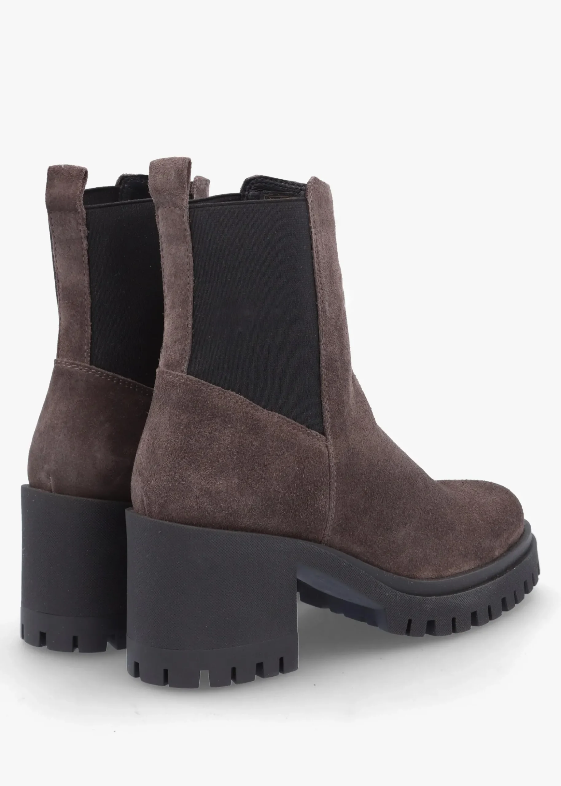 Luxor Grey Suede Block Heel Chelsea Boots