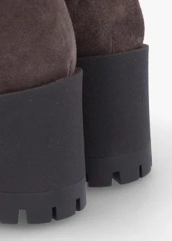 Luxor Grey Suede Block Heel Chelsea Boots