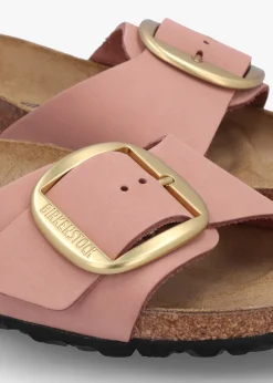 Madrid Big Buckle Old Rose Nubuck Leather Mules