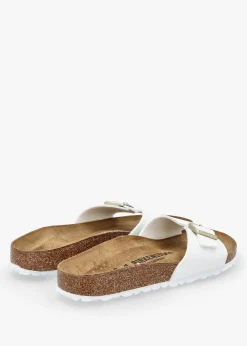 Madrid Birko-Flor Patent White Mules