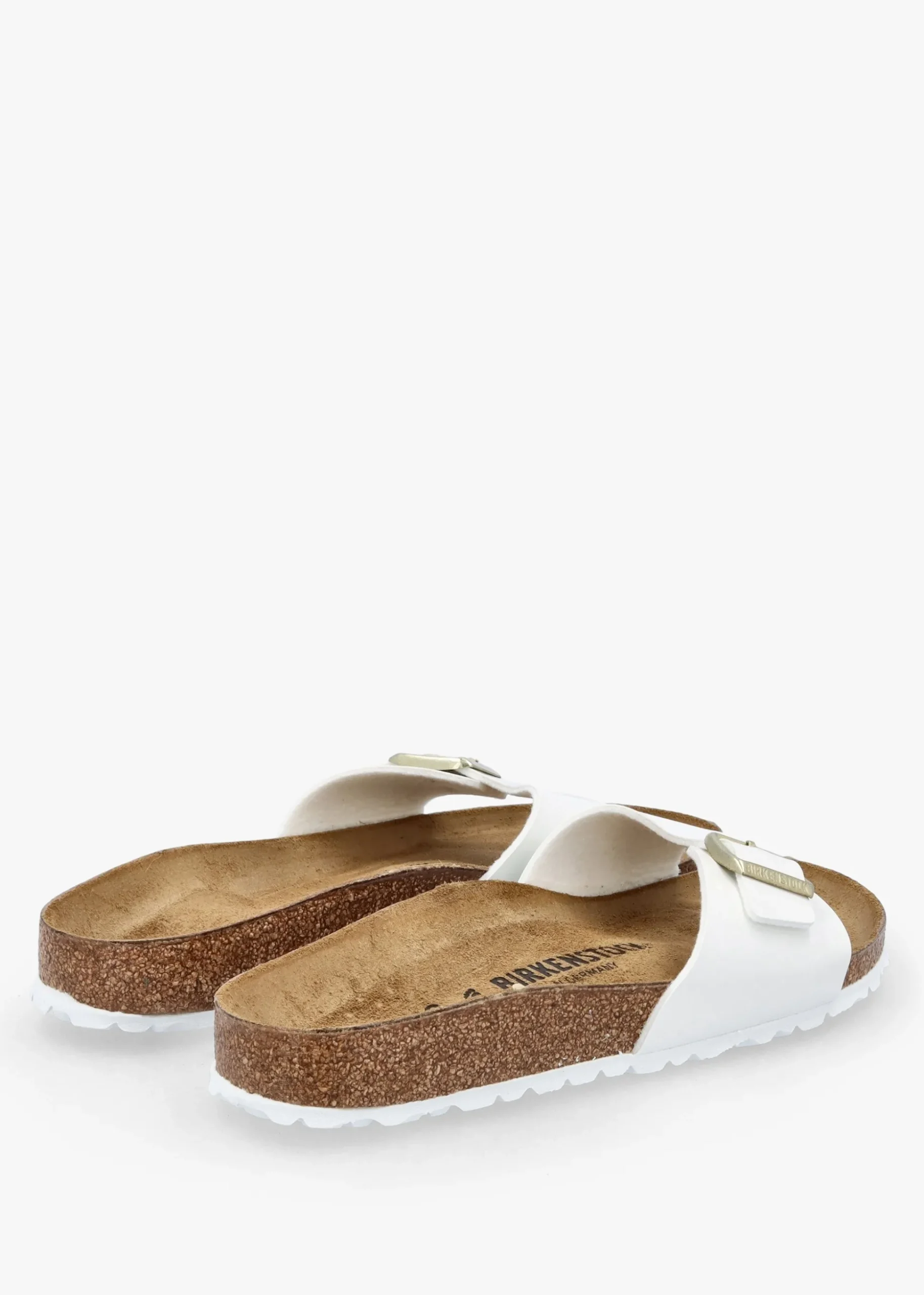 Madrid Birko-Flor Patent White Mules