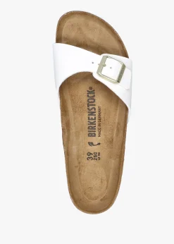 Madrid Birko-Flor Patent White Mules