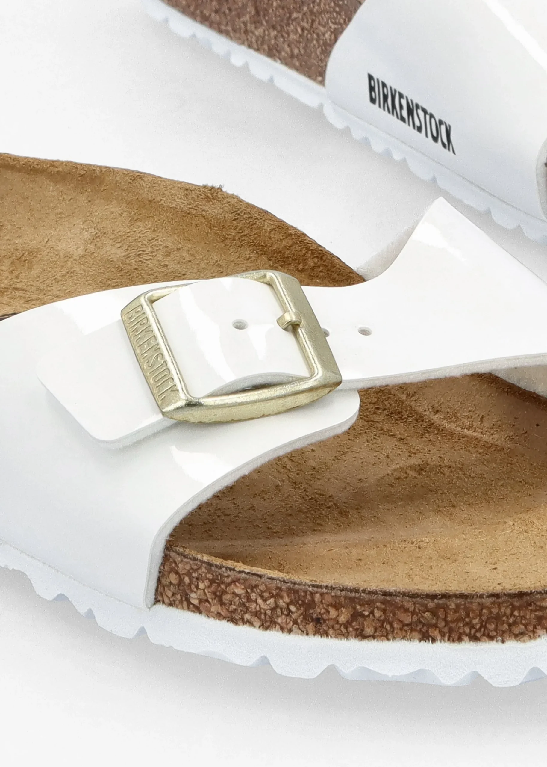 Madrid Birko-Flor Patent White Mules