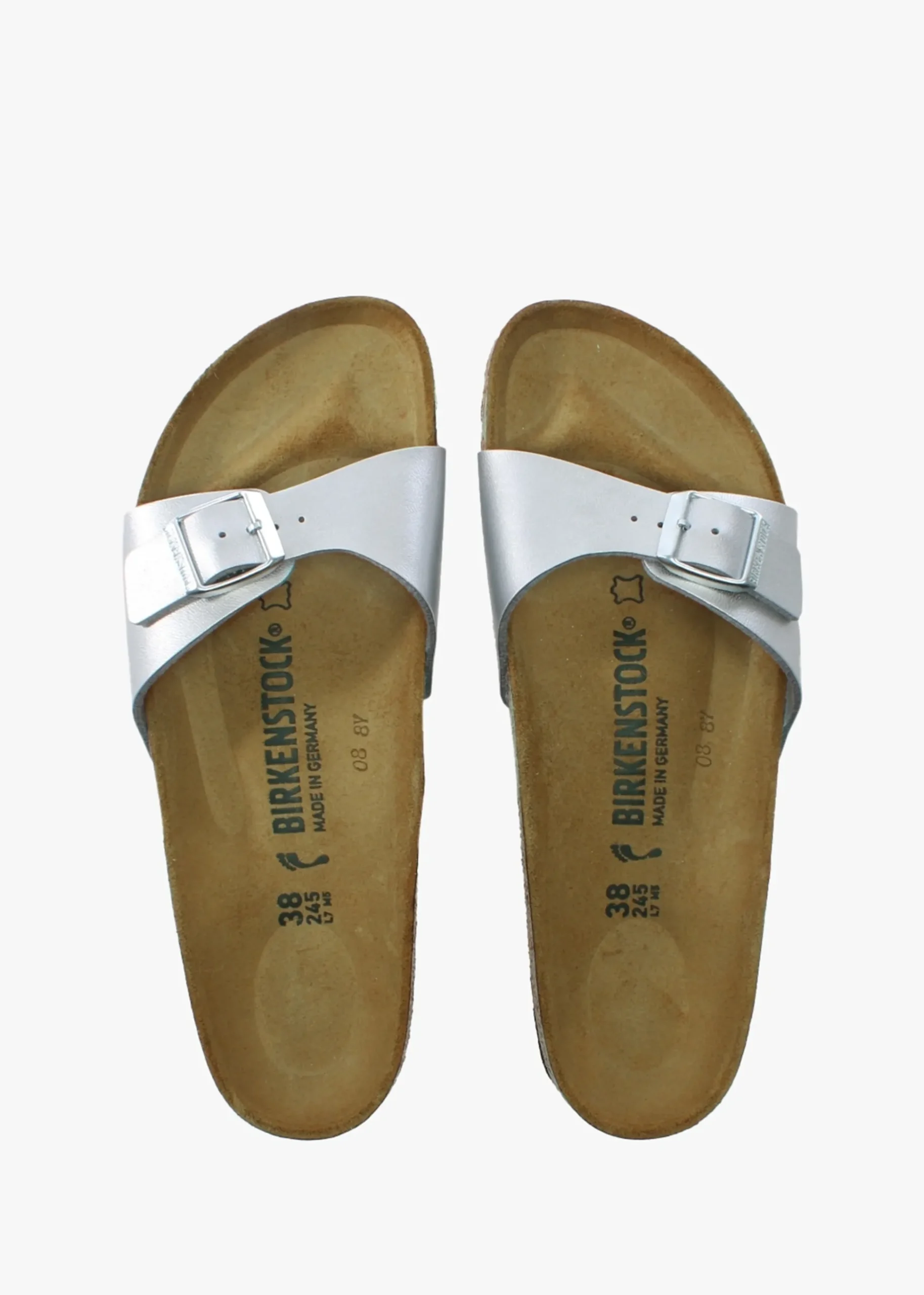 Madrid Silver Birko-Flor Mules