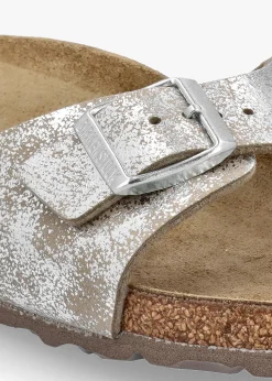 Madrid Synthetic Washed Metallic Silver Mules