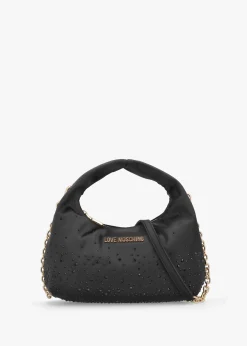 Majestic Black Rhinestone Hobo Bag