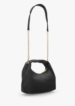 Majestic Black Rhinestone Hobo Bag